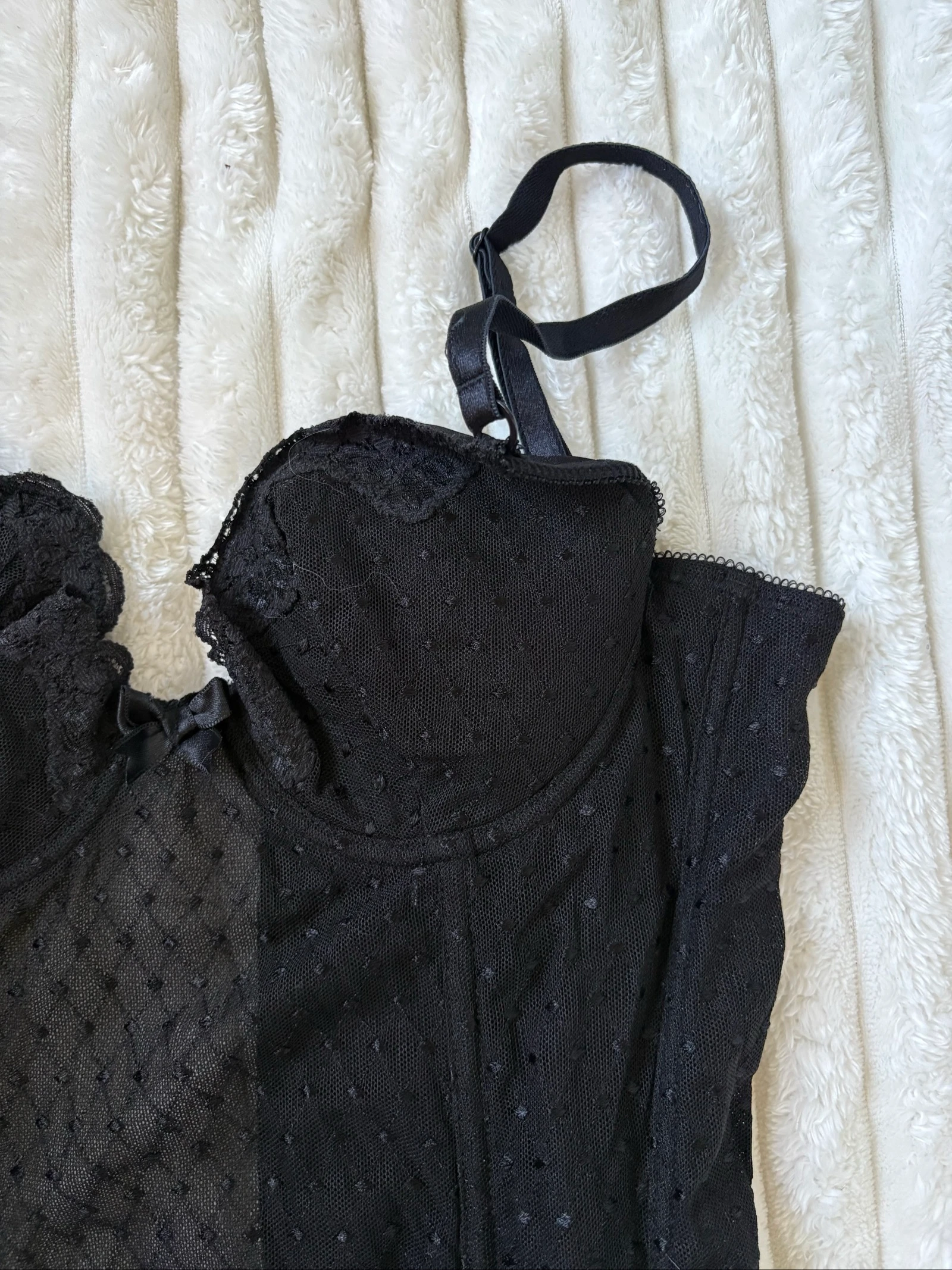 Vintage dames bustier korset met jarretelles met plissé patroon – photo 3